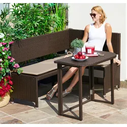 Balkonset MERXX "Rattan", braun, Obermaterial: 100% Polyester. Füllung: 100% Polyurethan, Sitzmöbel-Sets