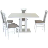 HOFMANN LIVING AND MORE Essgruppe »5tlg. Tischgruppe«, (Spar-Set, 5 tlg 5tlg. Tischgruppe), weiß weiß, , 89296250-0 B/H/T: 45 cm x 95 cm x 48 cm, Polyester, grau, weiß) Essgruppen