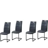 Hti-Living HTI-Line Schwingstuhl 4er Set PU schwarz DannyP Freischwinger Esszimmerstuhl Kunstleder