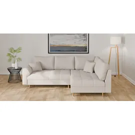 Home Affaire Ecksofa HOME AFFAIRE "CHARRE L-Form mit Ottomane, Maße B/T/H: 231/161/81 cm", beige (creme), B:231cm H:81cm T:161cm, 92% Polyester, 8% Nylon, Sofas, Ecksofa, feine Steppung, lose Rücken- und Zierkissen, auch in Cord und Bouclé