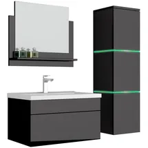 Aileenstore Waschplatz Badmöbel Set 4-tlg. Hochglanz Schwarz