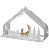 Alessi Bark Crib BM09 W - Design Weihnachtskrippe Reproduktion mit goldenen Details, Edelstahl, Weiß