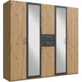 WIMEX Kleiderschrank »Diver Drehtürenschrank mit Spiegel, Schubladen, 225 oder 270cm breit«, Bestseller Schlafzimmerschrank wahlweise 3 Innenausstattungen, grau