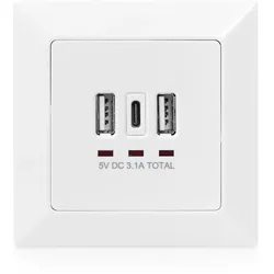 DIGITUS Steckdose mit USB A & USB-C Ports, Unterputz-Montage