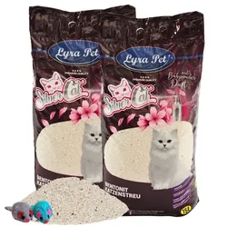 2 x 15 Liter Lyra Pet SilverCat Katzenstreu mit Babypuderduft + 2 Mäuse