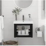 vidaXL Badezimmer Wand-Waschtischgestell Schwarz 40x38x31 cm Eisen