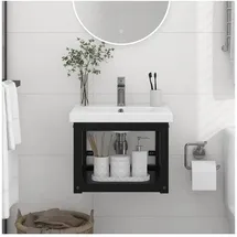 vidaXL Badezimmer Wand-Waschtischgestell Schwarz 40x38x31 cm Eisen