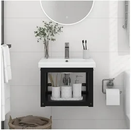 vidaXL Badezimmer Wand-Waschtischgestell Schwarz 40x38x31 cm Eisen