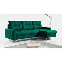 MKS MEBLE Ecksofa - L-Form Sofa mit Schlaffunktion - Wohnlandschaft L Form, Ecksofa mit Schlaffunktion und Bettkasten, Schlafsofa mit Bettkasten, Couch mit Schlaffunktion - Grün Astra