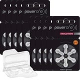 60x Für Power One Evolution Gr. 13 Hörgerätebatterien 1,45V (5X 6er Blister) + Aufbewahrungsbox für 2 Hörgerätebatterien (60 Batterien, orange)