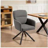 HOMCOM Esszimmerstuhl mit Leinenbezug, Armlehne, Rückenlehne, ergonomisch (360° Drehbar Küchenstuhl, 1 St), für Esszimmer Wohnzimmer, Grau grau