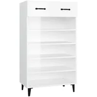 VidaXL Schuhschrank Hochglanz-Weiß 60x35x105 cm Holzwerkstoff