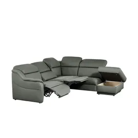 HIMOLLA Ecksofa Leder 9707 ¦ grau ¦ Maße (cm): B: 275 H: 84 T: 245