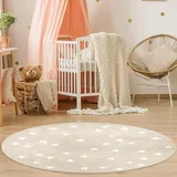 Trayosin Kinderteppich Kinderzimmer Teppich Spielteppich Rund Groß Spielteppich Mit Sterne Design fürs Babyzimmer Kleinkinderzimmer (Beige,100cm)