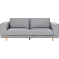 3-Sitzer Sofa Stoffbezug grau mit Holzbeinen 220 cm lang modern skandi Nivala