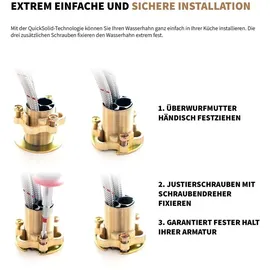 rosenhahn & söhne List M Badarmatur Wasserhahn Badezimmer - Armatur Bad [Chrom] - Heiß + Kalt Waschtischarmatur + Anschlussschläuche