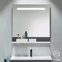 Burgbad Fiumo Leuchtspiegel mit horizontaler LED-Beleuchtung, mit Metallreling, 800x700mm,