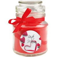 HS Candle Duftkerze & Bonbon Glas Muttertag Rose Rot