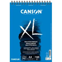 Canson XL Mix Media C31078A034 Spiralalbum, strukturiert, mikroperforiert, A4, 50 Blatt, 160 g, Weiß