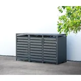 Westmann Mülltonnenbox 3-fach mit Deckel, anthrazit - Blech