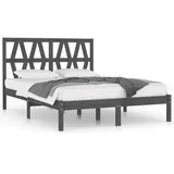 vidaXL Massivholzbett Grau Kiefer 200x200 cm