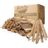 Woodlogger Anzündholz 10 KG - trockenes Anmachholz 18 cm - ofenfertiges Anfeuerholz für Kaminofen, Lagerfeuer, Feuerschalen und Grill - sauberes Holz für Grill & Ofen - hochwertige Kaminanzünder