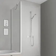 Kermi Pega Seitenwand verkürzt auf Badewanne PETVD07016VPK 70x160cm, silber hochglanz, ESG klar Clean