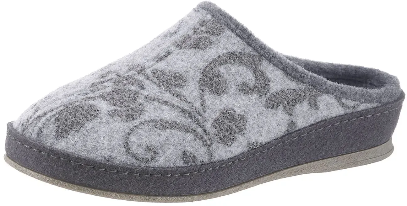 Pantoffel SCHAWOS, Damen, Gr. 41, grau (grau, bedruckt), Textil, Schuhe