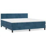 vidaXL Boxspringbett mit Matratze Dunkelblau 160x200 cm Samt
