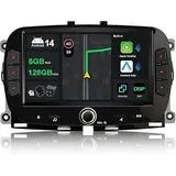 KECONSING [6G+128G] IPS 9" Android 14 Autoradio Für FIAT 500 2016-2019 mit navi Octa Core-[Eingebauter CarPlay/Android Auto/DSP/Mirror Link/GPS Navi/360 Camera/Bluetooth 5.0/WiFi/USB