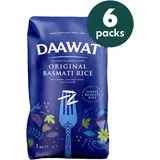 Daawat 6x1kg Original Basmatireis Premium Qualität Langer Korn Basmati Rice