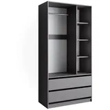 Vicco Kleiderschrank Elmo Anthrazit 100 x 200 cm mit 2 Schubladen