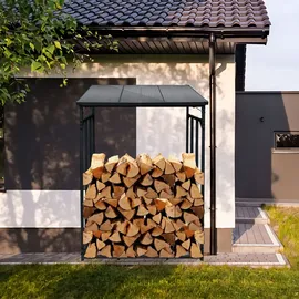 toboli Kaminholzregal Metall 133 x 83 x 185 cm für Outdoor Schwarz