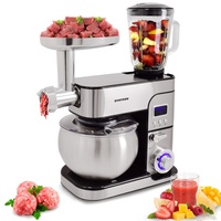 Syntrox Germany KM-1300W de Luxe Marseille Küchenmaschine Knetmaschine Mixer, Edelstahl-Behälter, 6 Liter, Schwarz (Schwarz)