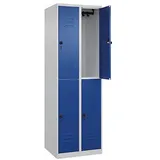CP Spind Classic Plus lichtgrau, enzianblau 080300-20 S10003, 4 Schließfächer 60,0 x 50,0 x 185,0 cm