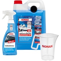 SONAX Winter Edition gebrauchsf. AntiFrost+KlarSicht bis -20 °C, ScheibenEnteiser 750ml Flasche und exklusiver 1L Messbächer für schnellere & schlierenfreie Scheibenreinigung