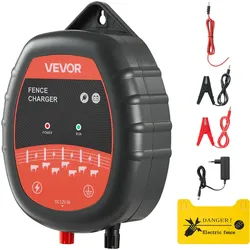 VEVOR Weidezaungerät 10kV 1J AC DC Elektrozaungerät 3km Reichweite Weidegerät