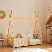 [en.casa] Kinderbett Helsingborg mit Rausfallschutz Kiefernholz 70 x 140 cm Holzfarben