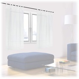 Relaxdays Gardinen 2er Set, HxB: 145x140 cm, halbtransparente Vorhänge, Wohn- & Schlafzimmer, Schlaufengardinen, weiß