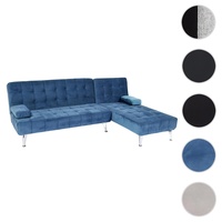 Schlafsofa HWC-K22, Couch Ecksofa Sofa, Liegefläche links/rechts Schlaffunktion ~ Samt blau
