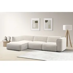 Ecksofa RAUM.ID "Merid L-Form, jederzeit durch Module erweiterbar, B/T/H: 295/162/70 cm", beige (creme), B:295cm H:70cm T:162cm, 100% Polyester, Sofas, als Modul oder separat verwendbar, für individuelle Zusammenstellung, Topseller