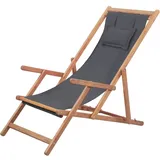 vidaXL Holz Liegestuhl Stoff Grau Sonnenliege Strandliege Gartenliege Liege