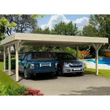 SKANHOLZ Doppelcarport Spessart 6,11 x 6,04 m unbehandelt mit Regenrinne und Pfostenanker