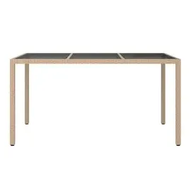 vidaXL Gartentisch 150x90x75 cm Gehärtetes Glas Poly Rattan Beige