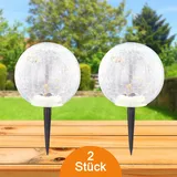 bmf-versand Solarleuchte Garten 2er Set Kugel Glas Solarlampe Außen Außenleuchte Solar