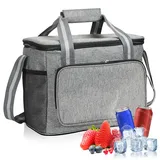Aoreun 15L Kühltasche Picknicktasche Lunchtasche, Weiche kühltasche klein, kühltasche faltbar, Wasserdichtes Kühlrucksack, Thermotasche, Isoliertasche, für Herren Damen Schule/Camping Outdoor - Grau
