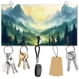 DELORIGIN Schlüsselhalter Schlüsselhaken Wandmontage schlüsselbrett holz Wald Berge Hausschlüsselhalter Für Wand Dekorative Tür Eingangsbereich Flur Küche Neues Zuhause Geschenk