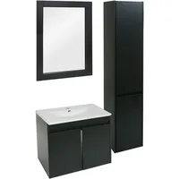 Mendler Badezimmerset HWC-L86, Waschtisch Wandspiegel Hängeschrank Waschbecken, FSC®-zertifziert Melaminbeschichtet