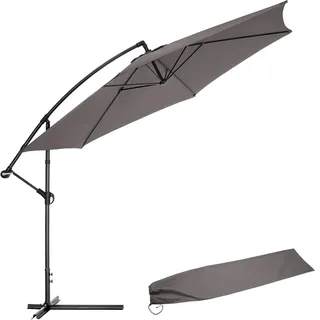 Tectake Ampelschirm Ø 350 cm grau inkl. Schutzhülle
