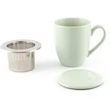 Hanseküche Teetasse mit Deckel und Sieb – XXL Teebecher – Große Tee Tasse Keramik – Jumbotasse – Tasse mit Deckel, Keramik, Teefilter, Teesieb, Groß (Mint, 600 ml)